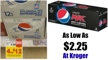Pepsi Zero Diet Pepsi 12 Pack Cans As Low As 2 25 At Kroger I