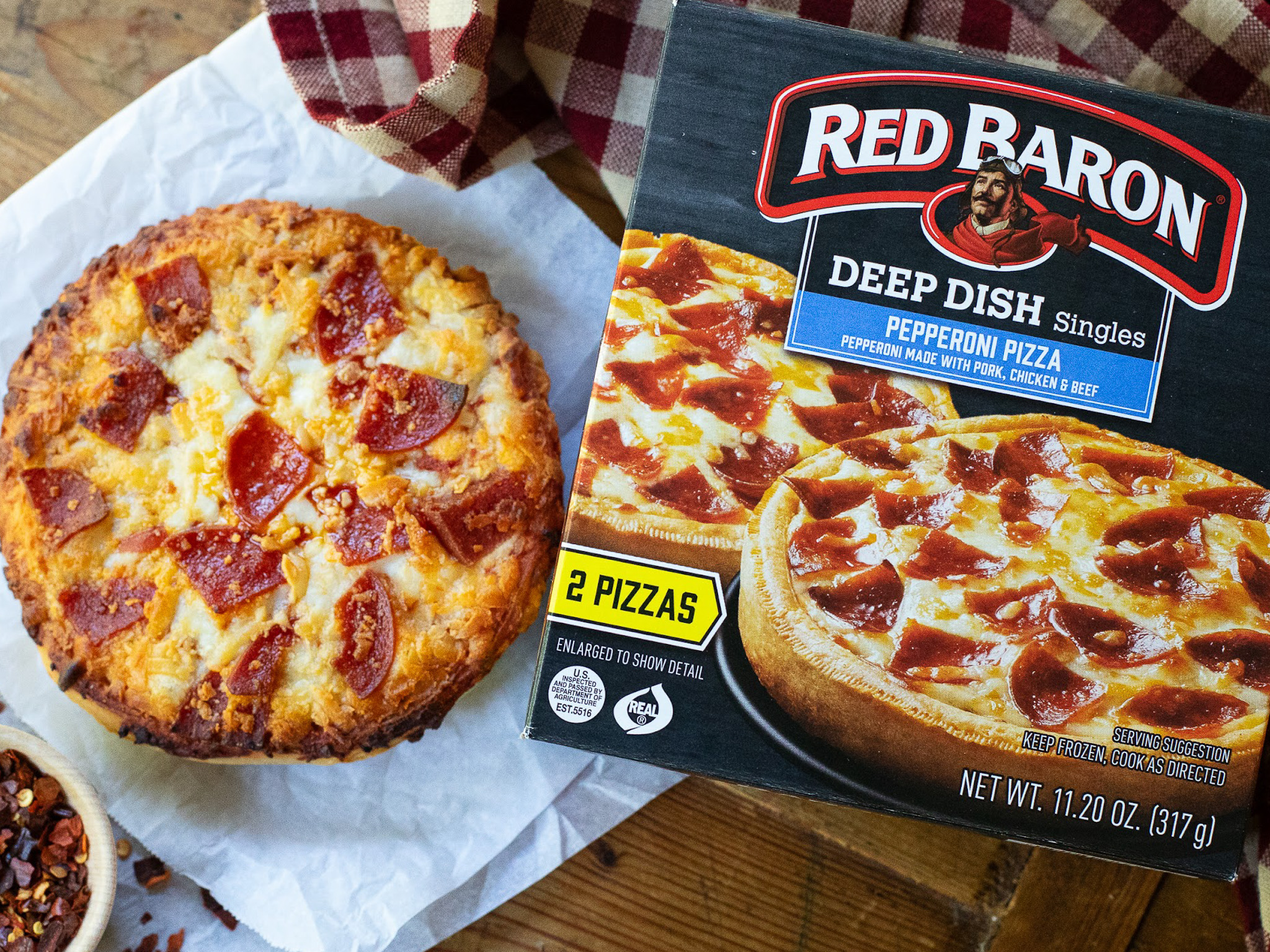 Red Baron Frozen Pizza Deep Dish Singles Four Cheese, 11.20 oz